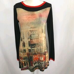 LIOR Italian Graphic Design Long Sleeve Top Size S